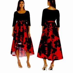 Dress gown cocktail wedding prom red black high low fashion
